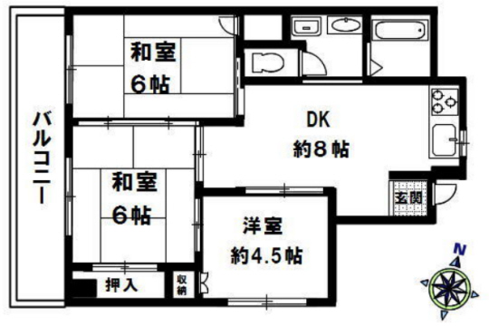 ウエストハイツ灘 30B|神戸市灘区福住通(JR東海道本線(近畿)摩耶駅)のマンション間取 ウエストハイツ灘 30B|神戸市灘区福住通(JR東海道本線(近畿)摩耶駅)のマンション間取