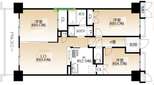 グランフェルティ神戸山手通 404|神戸市中央区花隈町(JR東海道本線(近畿)元町駅)のマンション間取 グランフェルティ神戸山手通 404|神戸市中央区花隈町(JR東海道本線(近畿)元町駅)のマンション間取