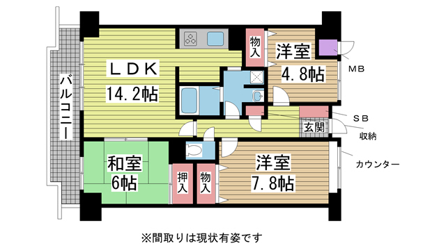 シャムロックコート西岡本 501|神戸市東灘区西岡本(JR東海道本線(近畿)摂津本山駅)のマンション間取 シャムロックコート西岡本 501|神戸市東灘区西岡本(JR東海道本線(近畿)摂津本山駅)のマンション間取