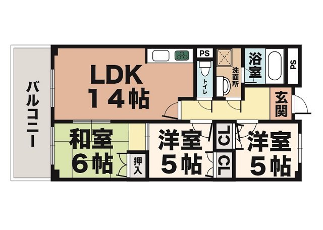 サンライフ大津和 503|神戸市西区大津和(神戸市営地下鉄線伊川谷駅)のマンション間取 サンライフ大津和 503|神戸市西区大津和(神戸市営地下鉄線伊川谷駅)のマンション間取