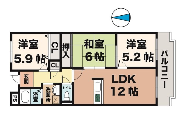 マウンティン・ツー 303|神戸市西区竜が岡(JR山陽本線大久保駅)のマンション間取 マウンティン・ツー 303|神戸市西区竜が岡(JR山陽本線大久保駅)のマンション間取
