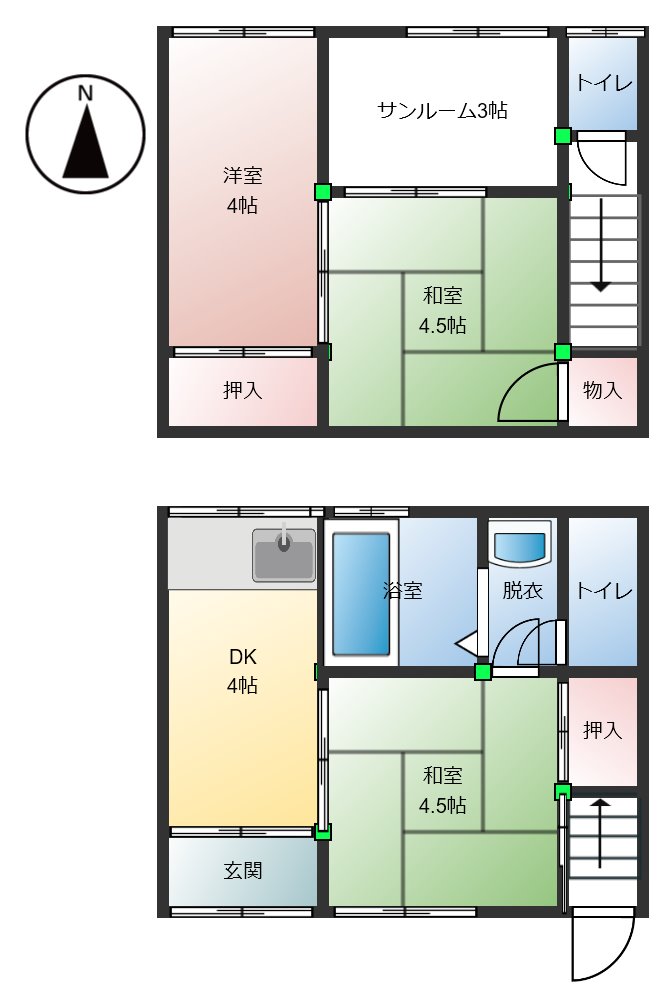 テラスハウス川根 西棟 |神戸市垂水区城が山(山陽電鉄線滝の茶屋駅)のテラスハウス間取 テラスハウス川根 西棟 |神戸市垂水区城が山(山陽電鉄線滝の茶屋駅)のテラスハウス間取