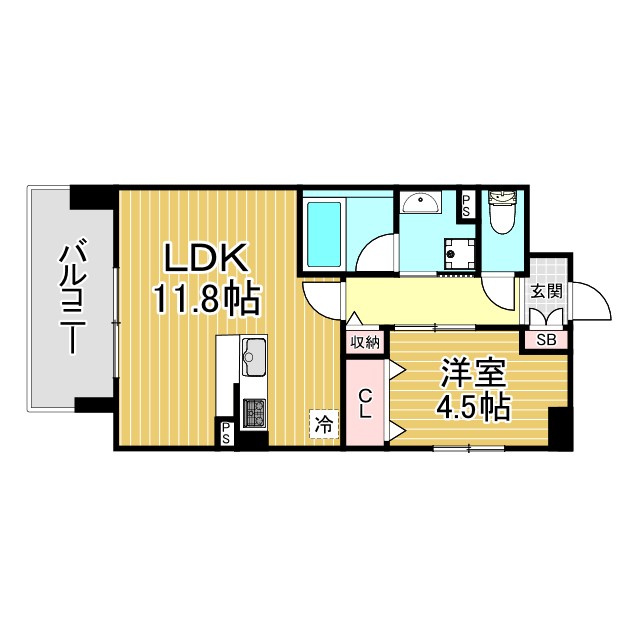 Eastern Wells 401|神戸市兵庫区三川口町(JR山陽本線兵庫駅)のマンション間取 Eastern Wells 401|神戸市兵庫区三川口町(JR山陽本線兵庫駅)のマンション間取