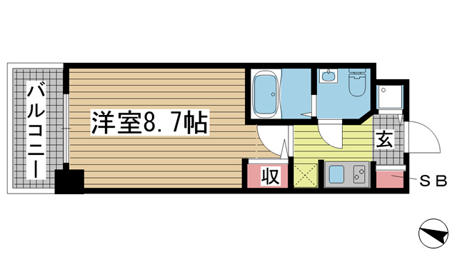 S-RESIDENCE神戸磯上通 1106|神戸市中央区磯上通(JR東海道本線(近畿)三ノ宮駅)のマンション間取 S-RESIDENCE神戸磯上通 1106|神戸市中央区磯上通(JR東海道本線(近畿)三ノ宮駅)のマンション間取