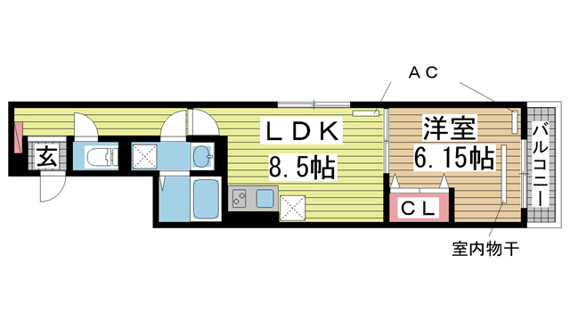 D-room旗塚通 102|神戸市中央区旗塚通(阪急神戸線春日野道駅)のアパート間取 D-room旗塚通 102|神戸市中央区旗塚通(阪急神戸線春日野道駅)のアパート間取