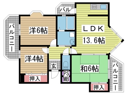 ル・パレ須磨 301|神戸市須磨区行幸町(JR山陽本線須磨海浜公園駅)のマンション間取 ル・パレ須磨 301|神戸市須磨区行幸町(JR山陽本線須磨海浜公園駅)のマンション間取