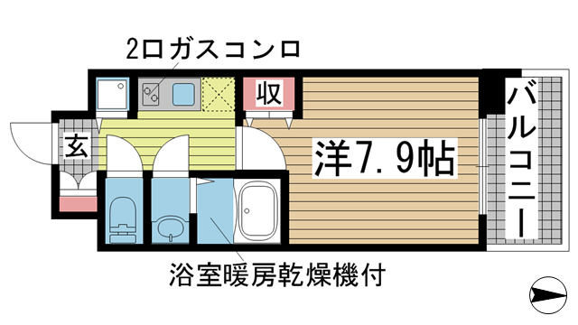 エスライズ新神戸Ⅱ 804|神戸市中央区生田町(JR東海道本線(近畿)三ノ宮駅)のマンション間取 エスライズ新神戸Ⅱ 804|神戸市中央区生田町(JR東海道本線(近畿)三ノ宮駅)のマンション間取
