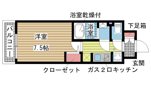 サムティ神戸BENIR 306|神戸市兵庫区七宮町(JR東海道本線(近畿)神戸駅)のマンション間取 サムティ神戸BENIR 306|神戸市兵庫区七宮町(JR東海道本線(近畿)神戸駅)のマンション間取