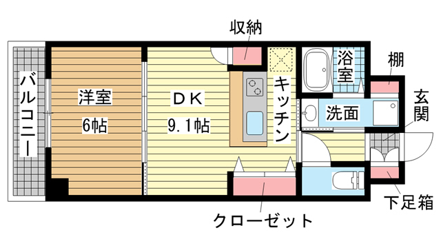コスモリード神戸三宮 402|神戸市中央区日暮通(JR東海道本線(近畿)三ノ宮駅)のマンション間取 コスモリード神戸三宮 402|神戸市中央区日暮通(JR東海道本線(近畿)三ノ宮駅)のマンション間取