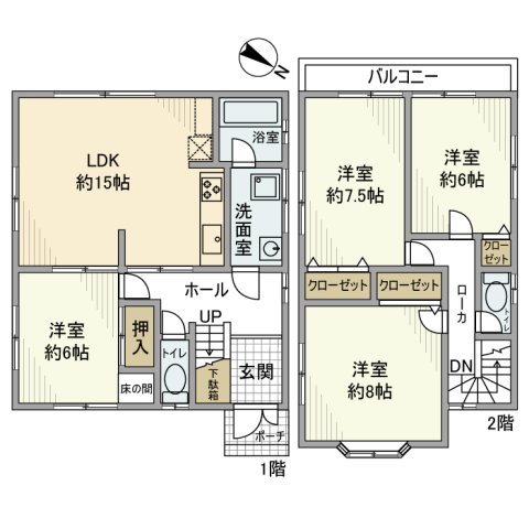 御影山手5丁目戸建 |神戸市東灘区御影山手(阪急神戸線御影駅)の貸家間取 御影山手5丁目戸建 |神戸市東灘区御影山手(阪急神戸線御影駅)の貸家間取