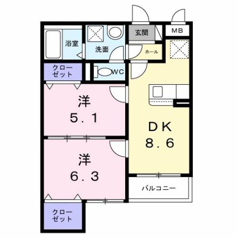 ヴェルナール赤羽 102|神戸市西区伊川谷町潤和(JR山陽本線明石駅)のアパート間取 ヴェルナール赤羽 102|神戸市西区伊川谷町潤和(JR山陽本線明石駅)のアパート間取