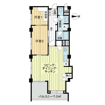 芦屋パレスハイツ北館 0701|芦屋市平田町(阪神本線芦屋駅)のマンション間取 芦屋パレスハイツ北館 0701|芦屋市平田町(阪神本線芦屋駅)のマンション間取