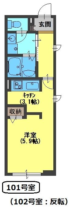 ネスト甲子園 102号室|西宮市鳴尾町(阪神本線鳴尾・武庫川女子大前駅)のアパート間取 ネスト甲子園 102号室|西宮市鳴尾町(阪神本線鳴尾・武庫川女子大前駅)のアパート間取