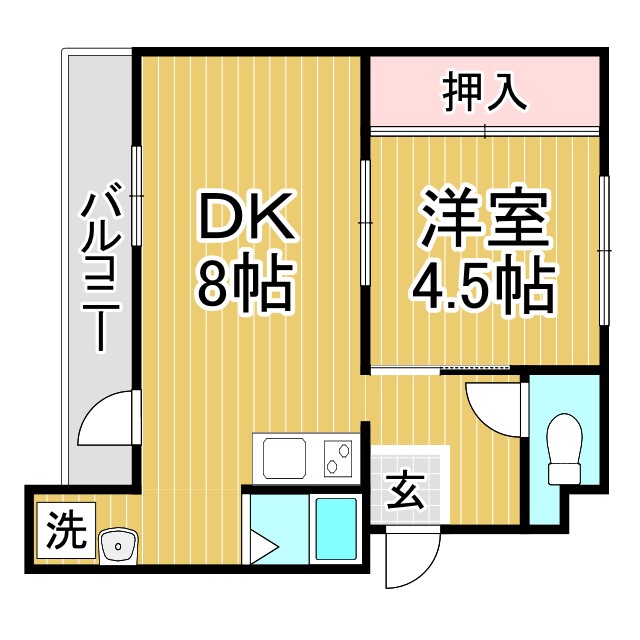 ドミールサニー緑町1号棟 306|神戸市北区緑町(神戸電鉄有馬線山の街駅)のマンション間取 ドミールサニー緑町1号棟 306|神戸市北区緑町(神戸電鉄有馬線山の街駅)のマンション間取