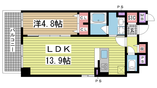 サイドヴァレー北野坂 801|神戸市中央区加納町(JR東海道本線(近畿)三ノ宮駅)のマンション間取 サイドヴァレー北野坂 801|神戸市中央区加納町(JR東海道本線(近畿)三ノ宮駅)のマンション間取