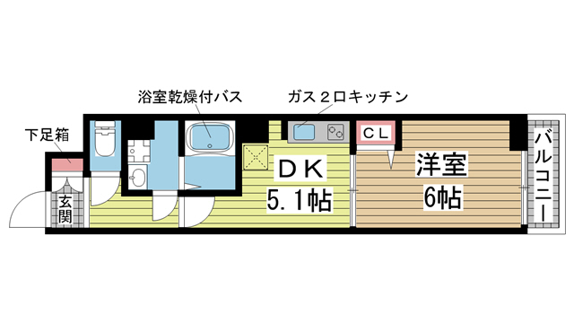 バックス神戸West 1101|神戸市兵庫区大開通(神戸高速線新開地駅)のマンション間取 バックス神戸West 1101|神戸市兵庫区大開通(神戸高速線新開地駅)のマンション間取