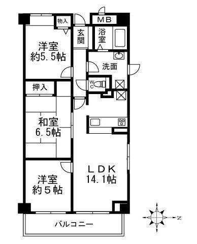 ローズコーポ塚口 301|尼崎市塚口町(阪急神戸線塚口駅)のマンション間取 ローズコーポ塚口 301|尼崎市塚口町(阪急神戸線塚口駅)のマンション間取