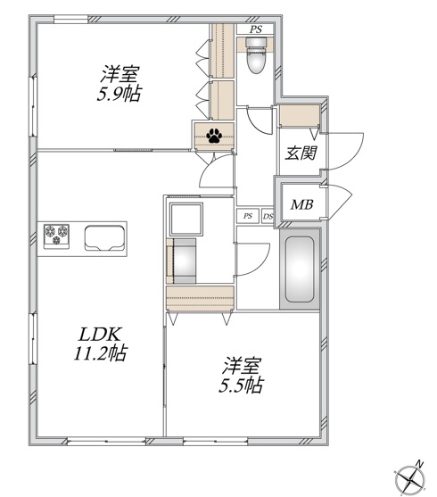 HEBEL MAISON 六甲篠原中町 102|神戸市灘区篠原中町(阪急神戸線六甲駅)のマンション間取 HEBEL MAISON 六甲篠原中町 102|神戸市灘区篠原中町(阪急神戸線六甲駅)のマンション間取