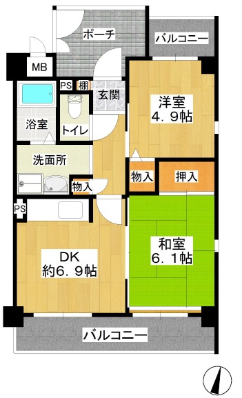 メゾン・ル・ウエスト 301|神戸市長田区御船通(神戸高速線西代駅)のマンション間取 メゾン・ル・ウエスト 301|神戸市長田区御船通(神戸高速線西代駅)のマンション間取