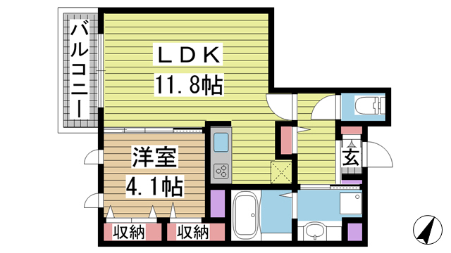 ローズクレール王子公園 301|神戸市灘区畑原通(阪急神戸線王子公園駅)のアパート間取 ローズクレール王子公園 301|神戸市灘区畑原通(阪急神戸線王子公園駅)のアパート間取