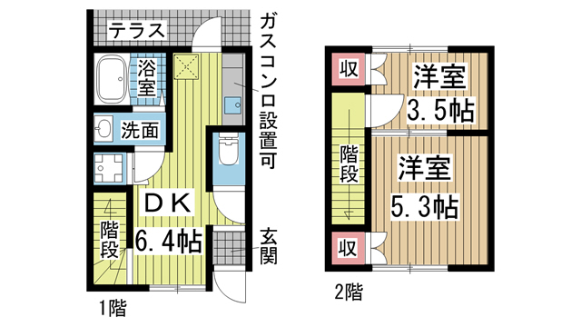 東出町3丁目テラスハウス E|神戸市兵庫区東出町(JR東海道本線(近畿)神戸駅)のテラスハウス間取 東出町3丁目テラスハウス E|神戸市兵庫区東出町(JR東海道本線(近畿)神戸駅)のテラスハウス間取