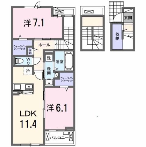 サンティエNAGAI 303|神戸市西区北別府(JR山陽本線明石駅)のアパート間取 サンティエNAGAI 303|神戸市西区北別府(JR山陽本線明石駅)のアパート間取