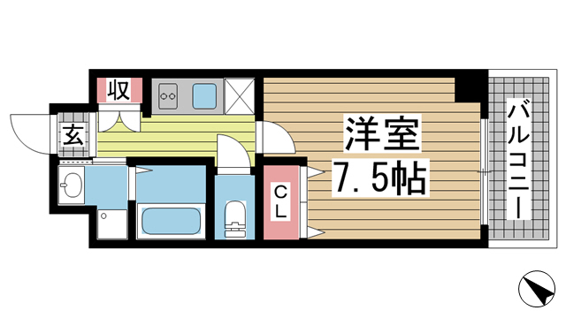 アドバンス神戸グルーブ 302|神戸市中央区生田町(神戸市営地下鉄線新神戸駅)のマンション間取 アドバンス神戸グルーブ 302|神戸市中央区生田町(神戸市営地下鉄線新神戸駅)のマンション間取