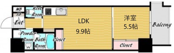 zonna神戸磯上通 302|神戸市中央区磯上通(JR東海道本線(近畿)三ノ宮駅)のマンション間取 zonna神戸磯上通 302|神戸市中央区磯上通(JR東海道本線(近畿)三ノ宮駅)のマンション間取