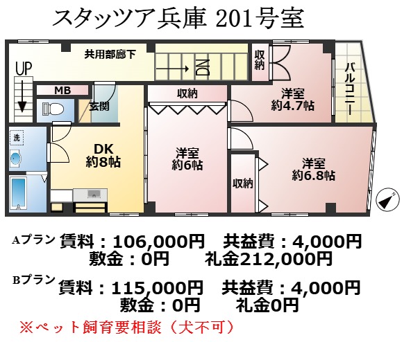 スタッツァ兵庫 201|神戸市兵庫区新開地(神戸高速線高速神戸駅)のマンション間取 スタッツァ兵庫 201|神戸市兵庫区新開地(神戸高速線高速神戸駅)のマンション間取