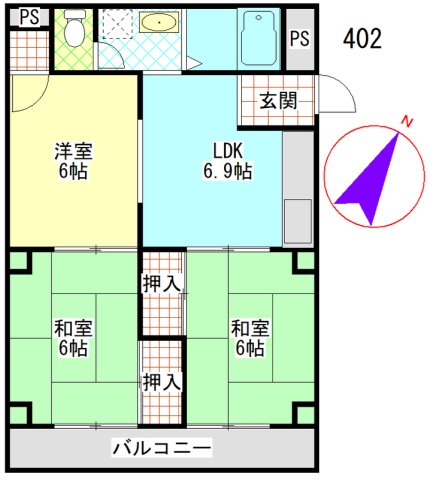 徳久マンション 402|神戸市兵庫区西多聞通(神戸高速線高速神戸駅)のマンション間取 徳久マンション 402|神戸市兵庫区西多聞通(神戸高速線高速神戸駅)のマンション間取